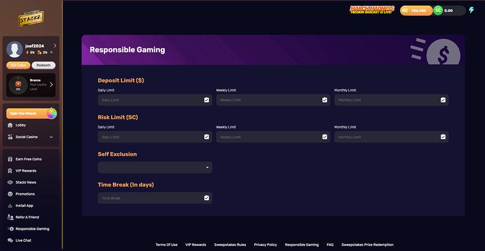 Stackr Casino Mobile Responsible Gaming Center