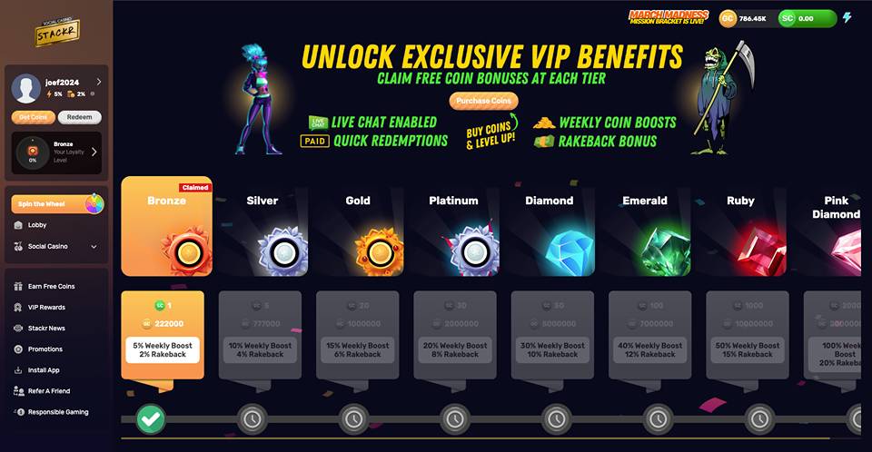 Stackr Casino VIP screen