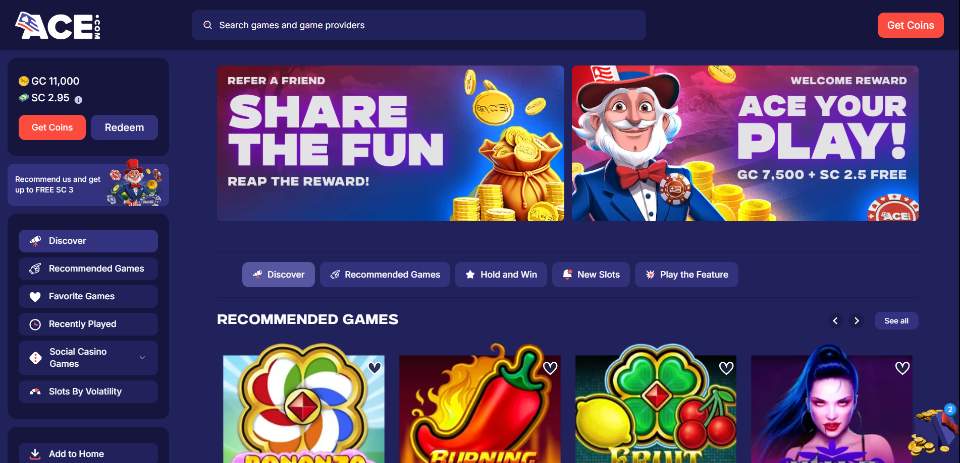 ACE.com Casino Homepage