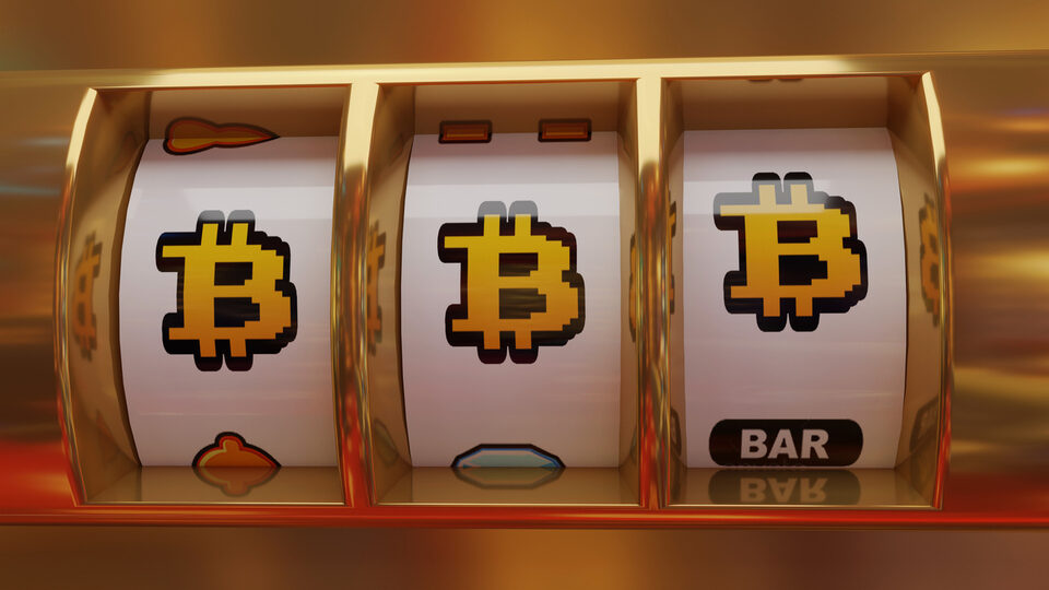 3D Render of Bitcoin Slot Machine