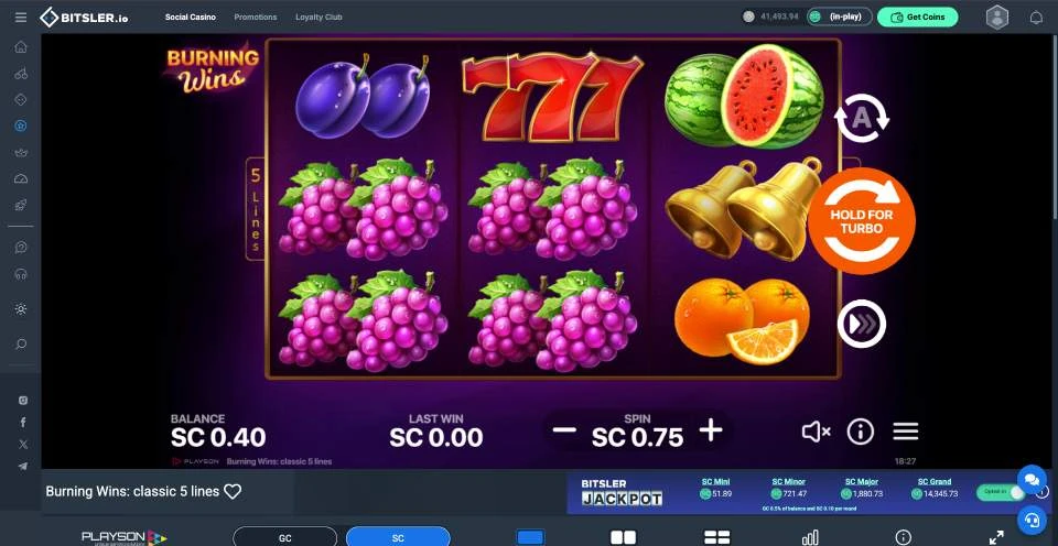 Bitsler.io Casino Burning Wins Slot Game