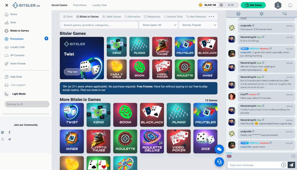 Bitsler.io Casino Games