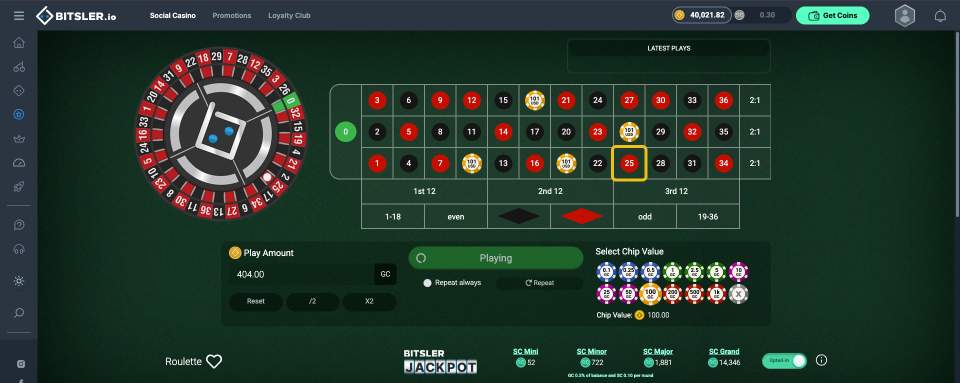 Bitsler.io Casino Roulette