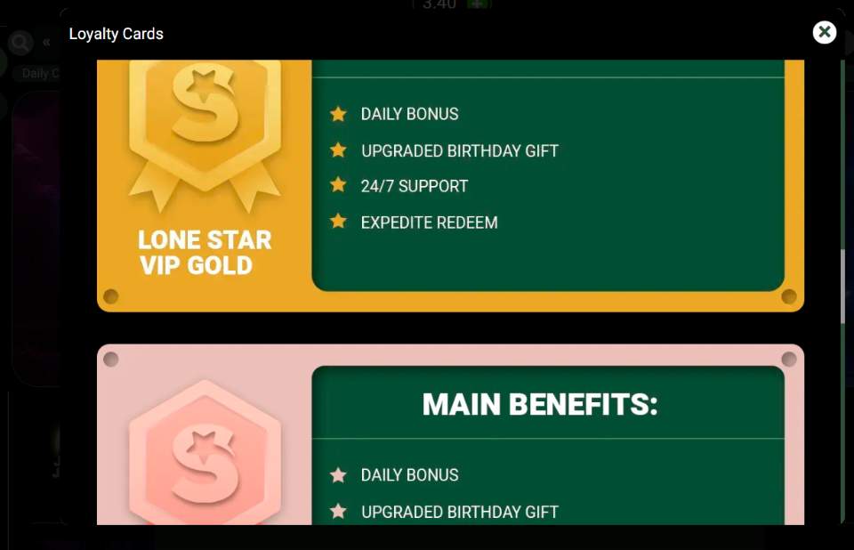 LoneStar Casino VIP Cards