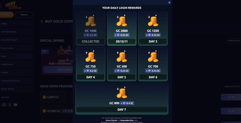 LuckyStake Daily Login Rewards