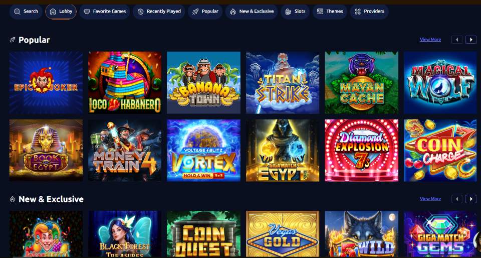 LuckyStake Games Lobby