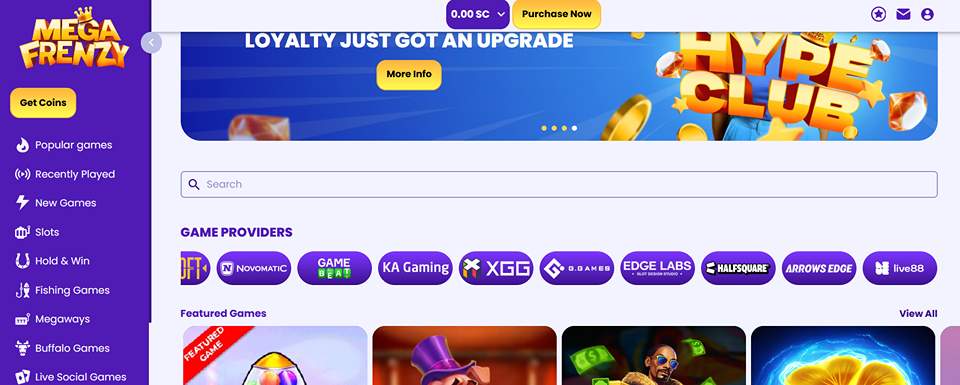 Mega Frenzy homepage