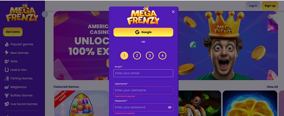 Mega Frenzy Signup