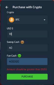 Runewager Casino Crypto Purchase