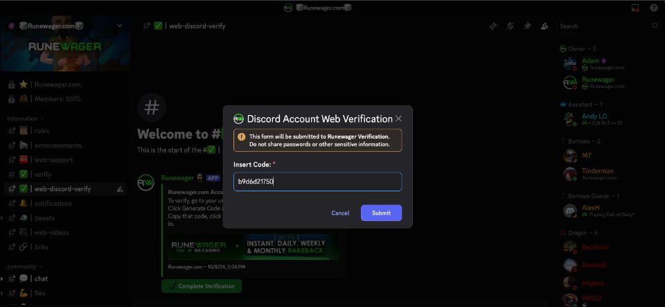 Runewager Casino Discord
