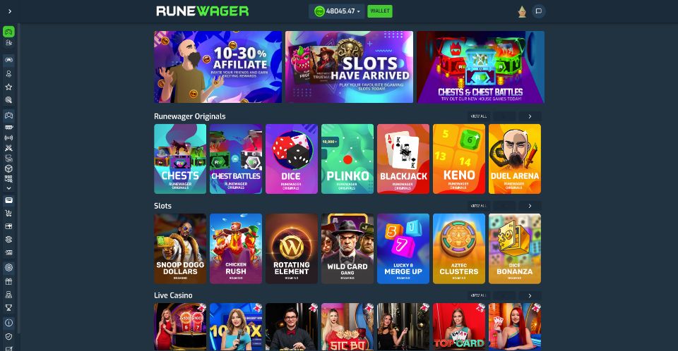 Runewager Casino Homepage