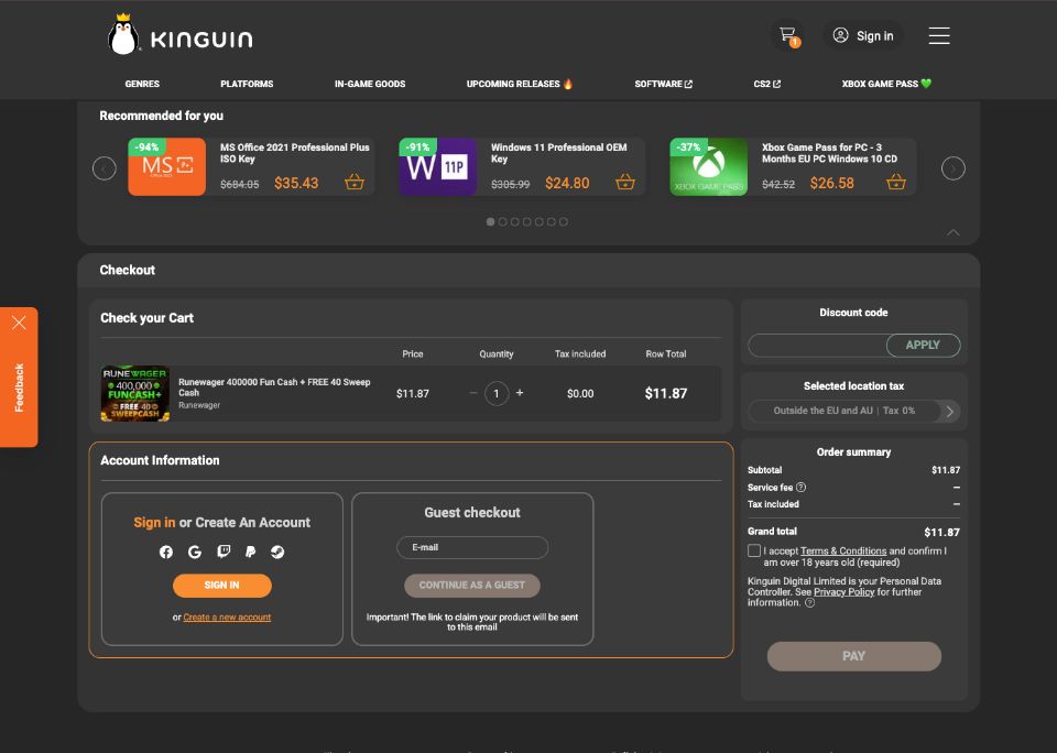 Runewager Casino Kinguin