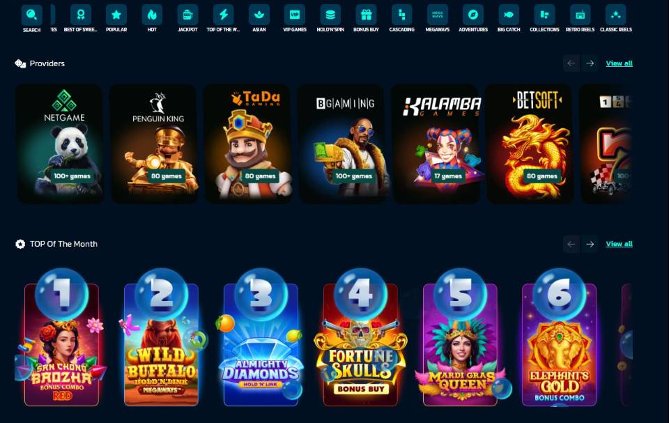 SweepShark Game Providers