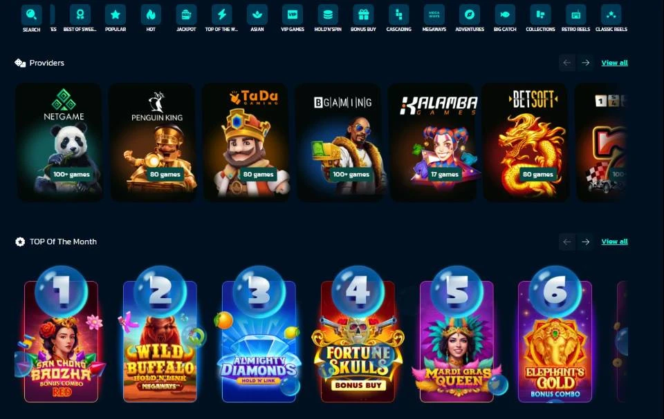 SweepShark Game Providers