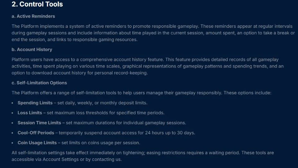 BankRolla Sweepstakes Casino Responsible Gaming