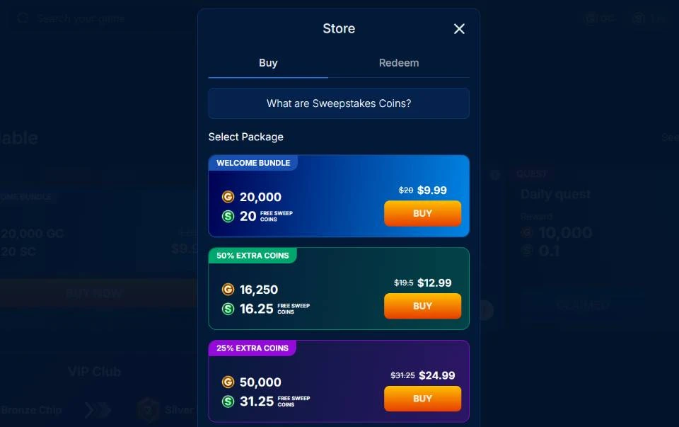 BankRolla Sweepstakes Casino Coins Store
