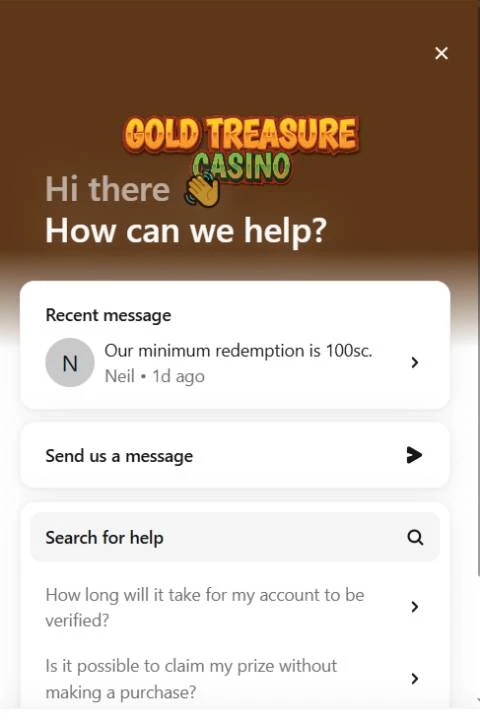 Gold Treasure Casino Help Chat