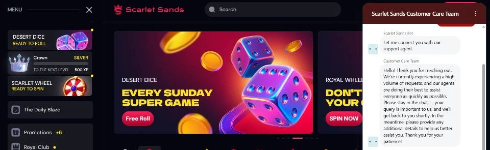 Scarlet Sands Customer Support