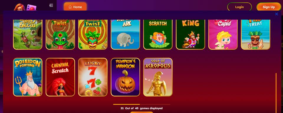 Sweep Las Vegas Casino Games Screen 2