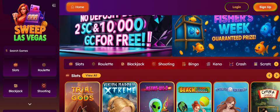 Sweep Las Vegas Casino Homepage