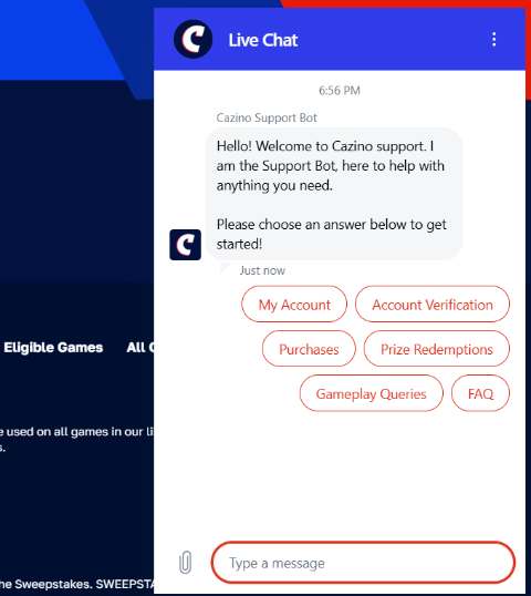 Cazino Chat Support