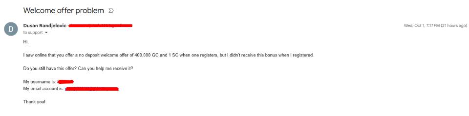 GoldNLuck Casino Support Email