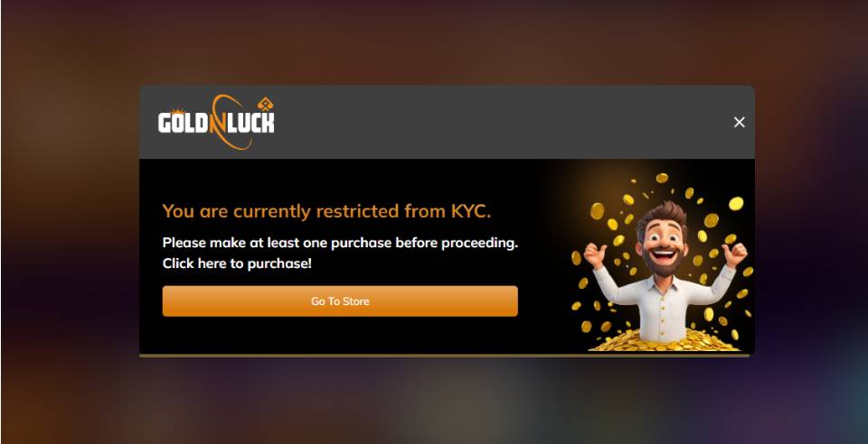 GoldNLuck Casino KYC restricted