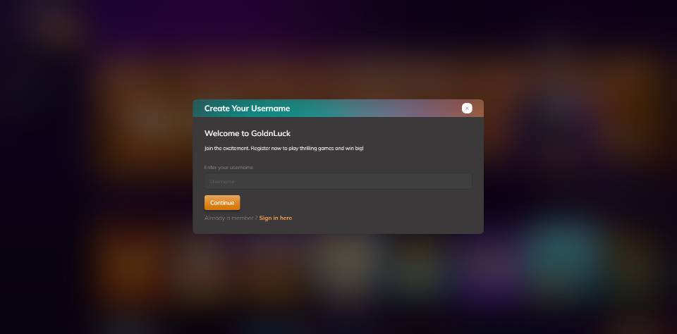 GoldNLuck Casino Create Account