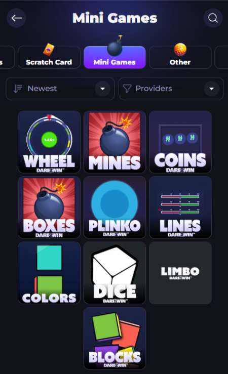 LuckyRush Casino Mini Games