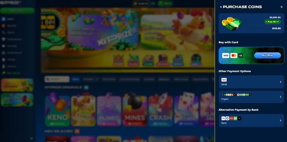 RealPrize.us Casino Purchase Options