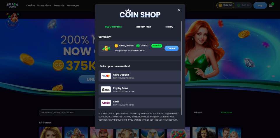 Splash Coins Coin Shop