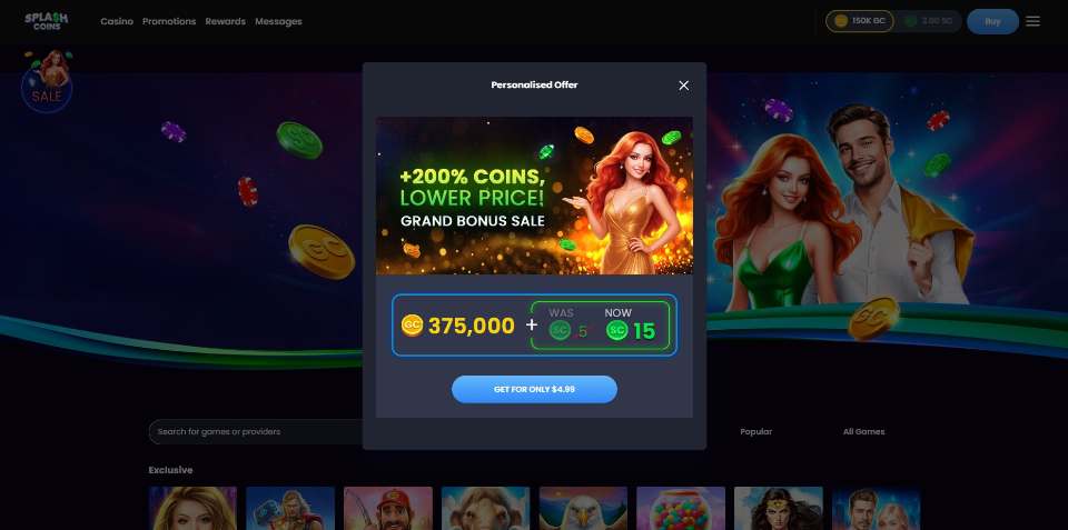 Splash Coins First-Purchase Bonus