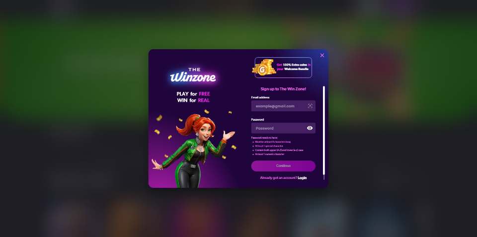 The Win Zone Signup Process