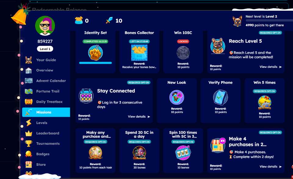 Big Shot Games Casino Missions