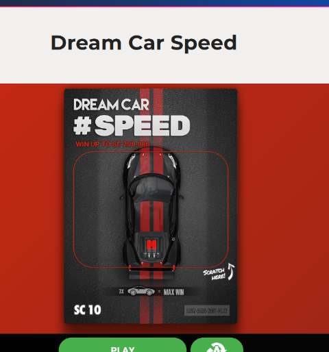 FreeSpin Casino Dream Car Speed Scratchcard