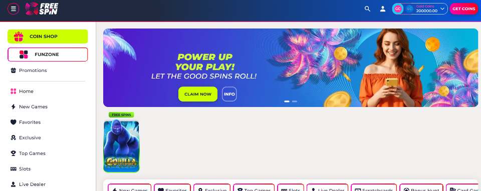 FreeSpin Casino Homepage