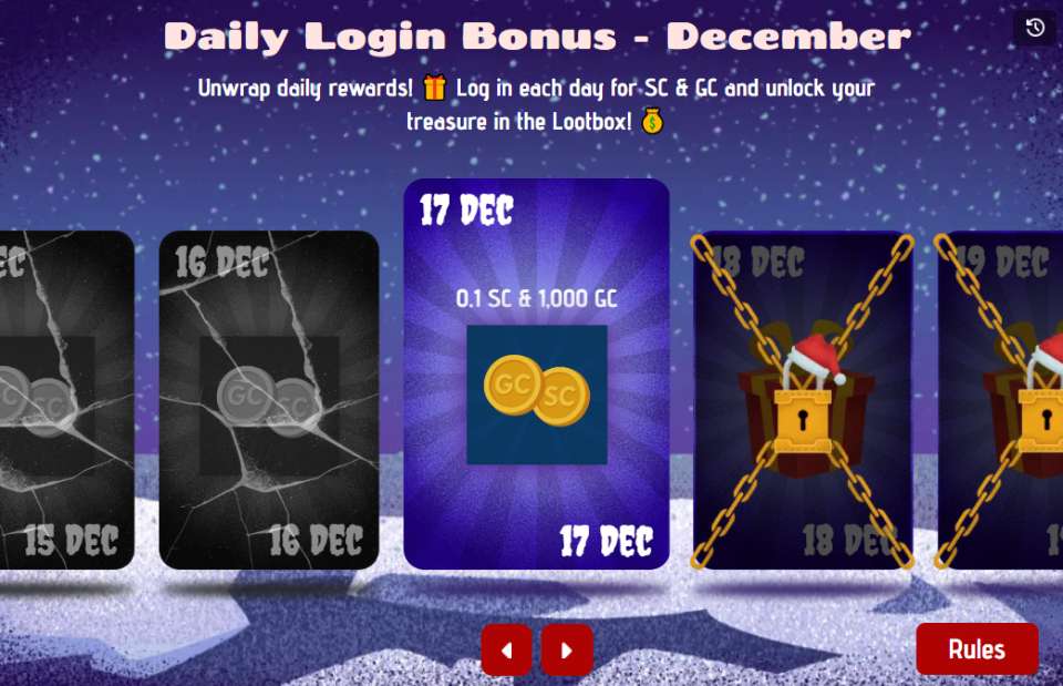 MegaSpinz Casino Daily Login Bonus