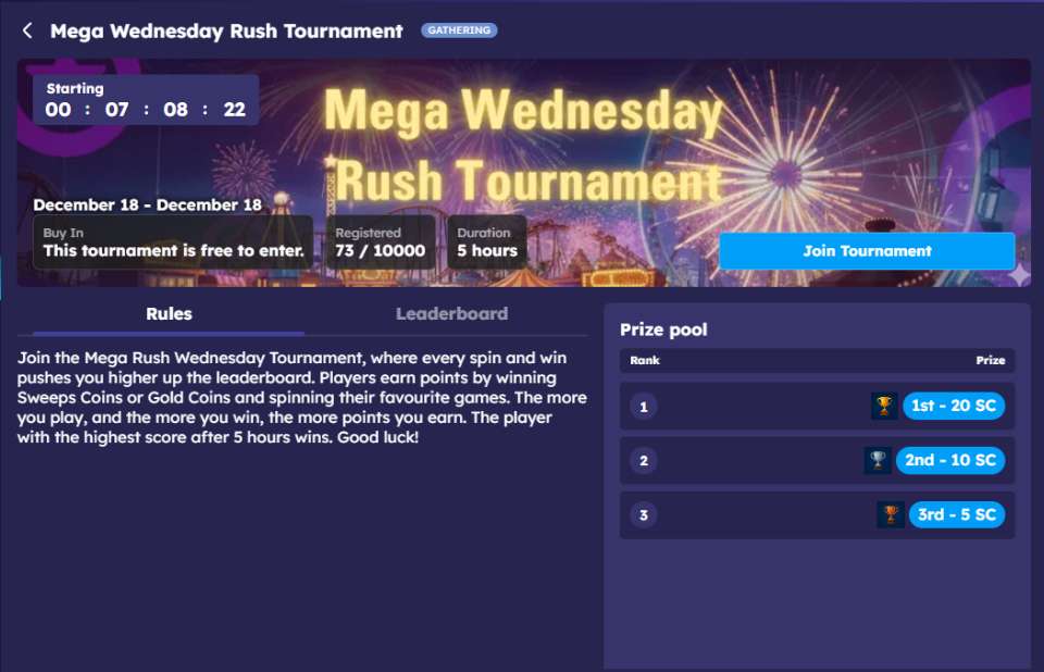 MegaSpinz Casino Tournaments