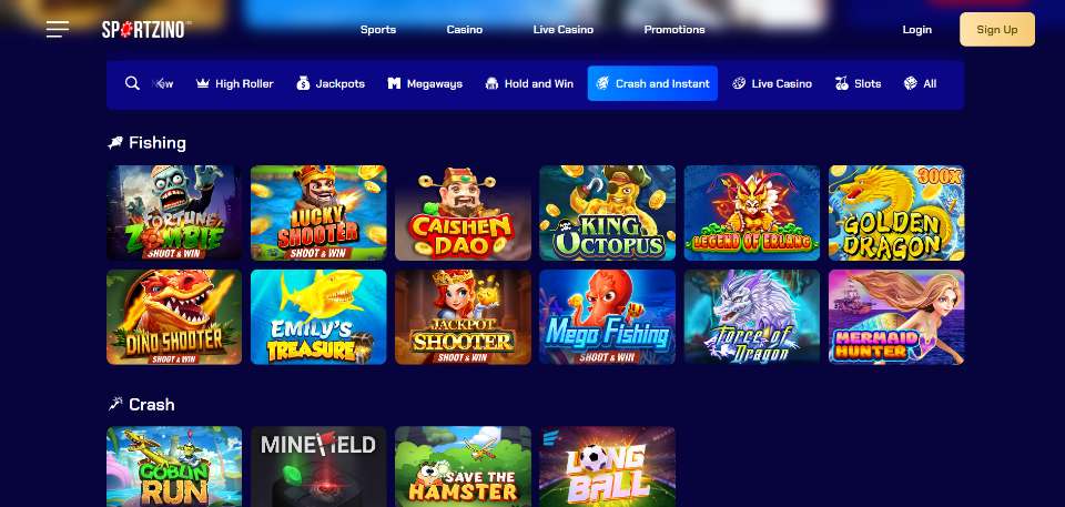 Sportzino Casino Fish Games Lobby