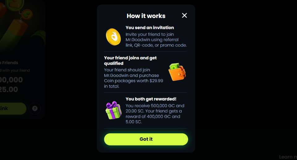 Mr.Goodwin Friend Referral Casino Bonus