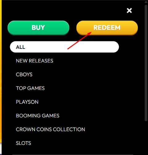 Skrill Sweeps Casinos Redeem Coins Button