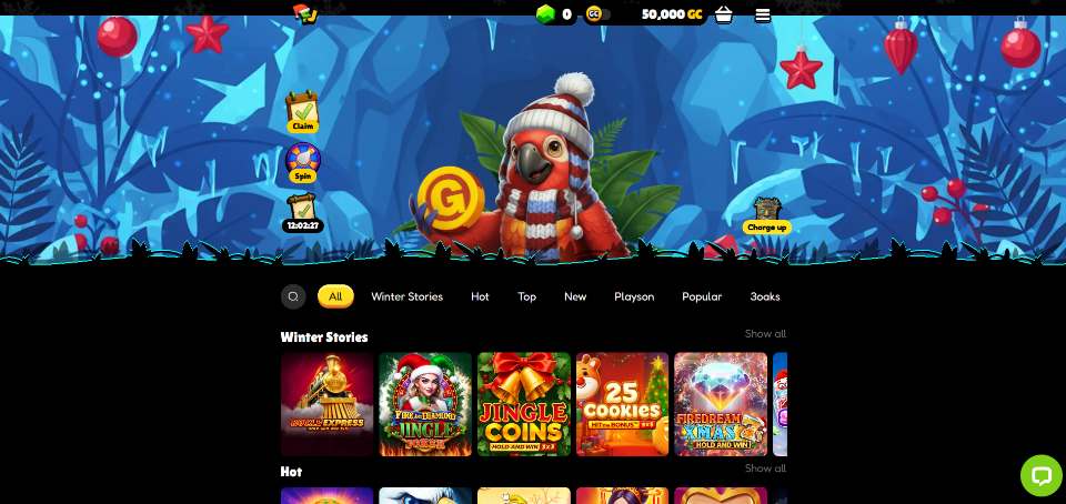 SweepJungle Casino Homepage Games