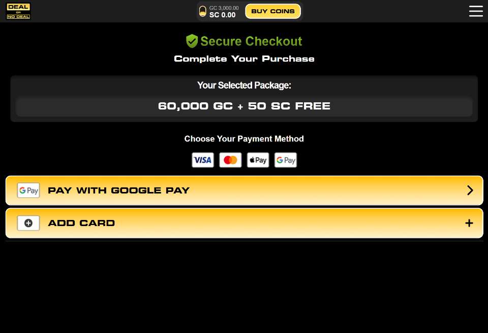 Deal or no Deal Casino Purchase