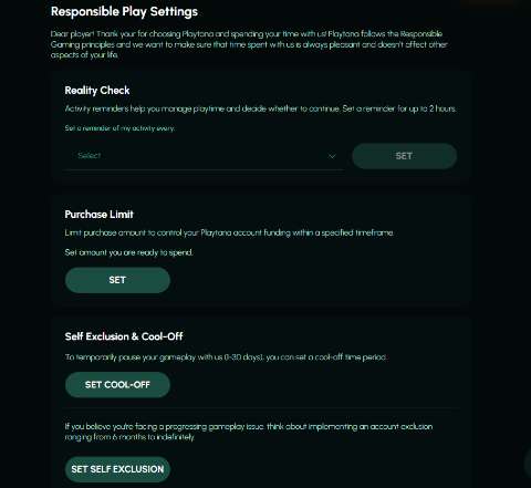 Playtana responsible play