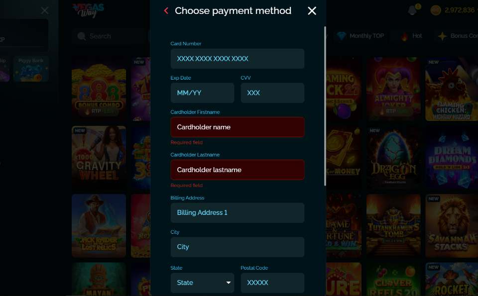 VegasWay Payment Methods