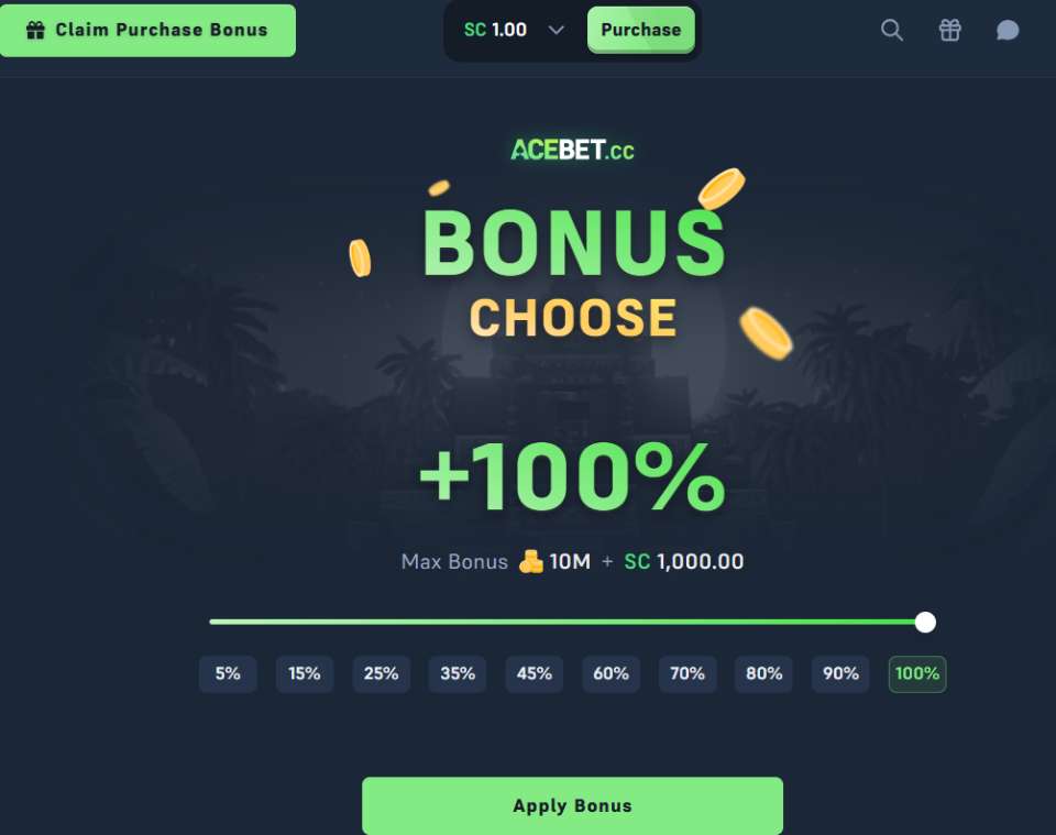 Acebet Sweepstakes Casino Bonus