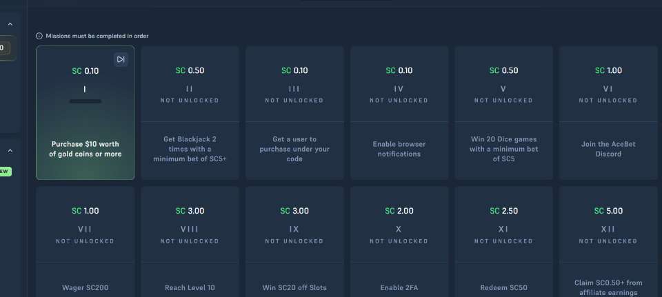 Acebet Sweepstakes Casino Coin Packages