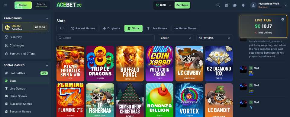 Acebet Sweepstakes Casino Slots