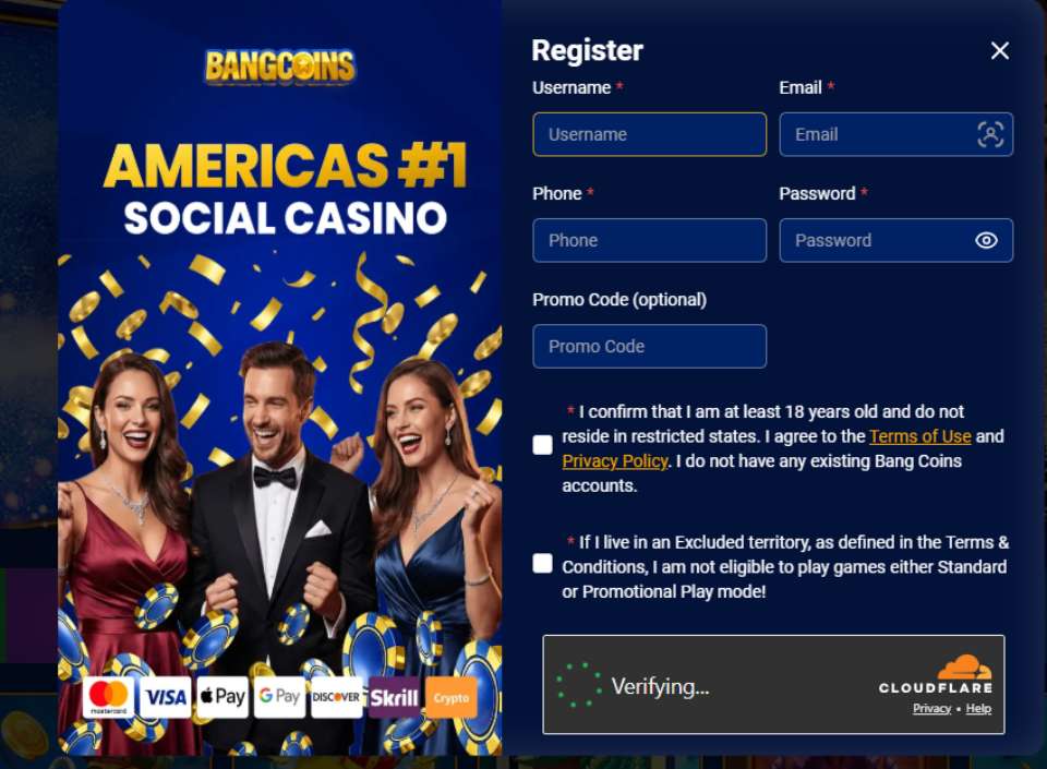 Bang Coins Casino Register