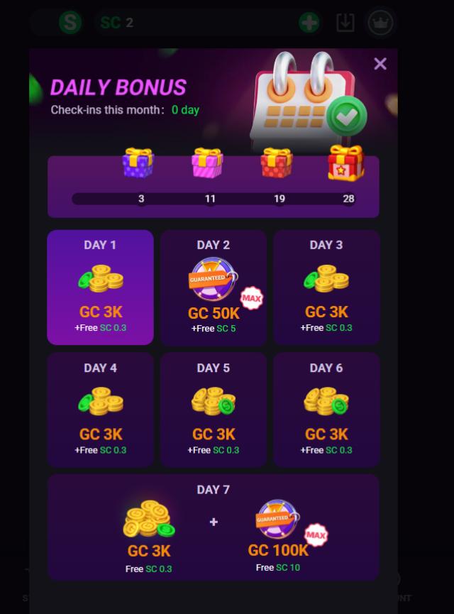 GoGoGold Casino Daily Bonus